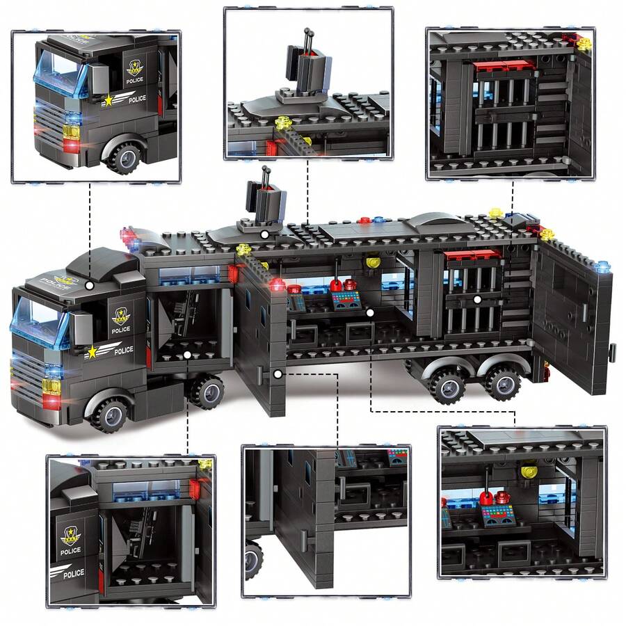 HYG Toys 8 In 1 City Police Station Building Blocks Toys For Kids Ages