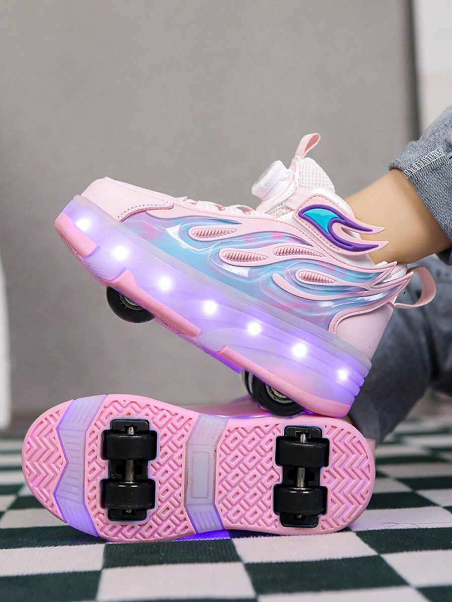 Children's Roller Skates With LED Lights, Wheeled Skate Shoes For Boys