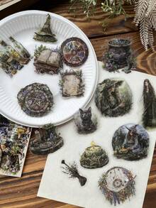 30張不同大小的森林和森林女孩主題寵物貼紙，適用於日記和日誌DIY裝飾