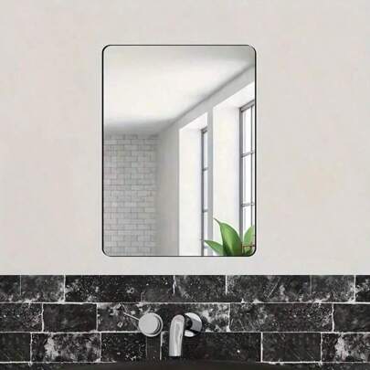 1pc Rectangular Acrylic PC Wall Sticker Mirror, Silver 3D Wall Mirror, Self-Adhesive Mirror, Vanity Mirror, Removable Wall Sticker, Suitable For Living Room, Bathroom, Bedroom Wall Decoration. Best Home Decor Back To School Room Decor School Supplies