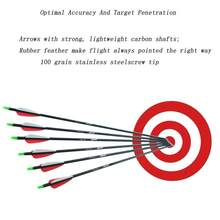 12X 28 Inch Carbon Arrows 7.8mm Spine 500 7.8mm Archery For Compound Recurve Bow - Red - View 5