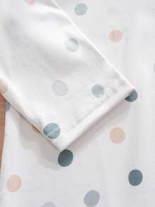 Mono de manga larga para bebé con estampado de puntos y letras, otoño - Blanco - Ver 6