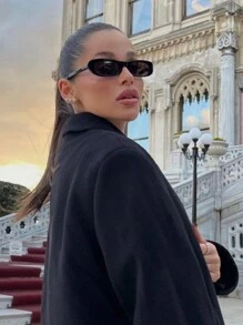 1 buc. Ochelari de soare cu ramă ovală simplă pentru femei, ochelari de soare decorativi în stil european și american retro, casual, stil exterior, stil stradal, potriviți pentru utilizare zilnică și călătorii, accesorii de plajă pentru femei, ochelari de soare pentru vacanță de vară la plajă, în aer liber, călătorii