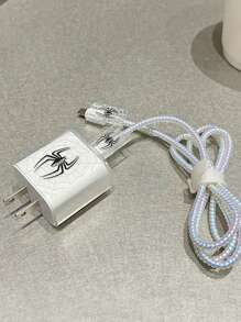 5pcs Black Spider TPU Charger Protective Cover Compatible With Apple 18/20W Charger Cable Protector, Charger Protector