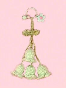 手工編織鈎針百合花鑰匙扣，波西米亞風格創意鑰匙扣，編織百合花鑰匙扣時尚女孩背包吊飾，可愛鑰匙圈袋裝飾扣 - 彩色 - 查看 9