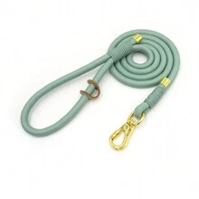 Pet Fashionable Personalized Gold Color Zinc Alloy Clasp Heavy Duty Handmade Nylon Leash For Dogs, Polyester Rope Durable Strong Dog Lead, Suitable For Large & Medium Pets, Collar And Training Accessories
