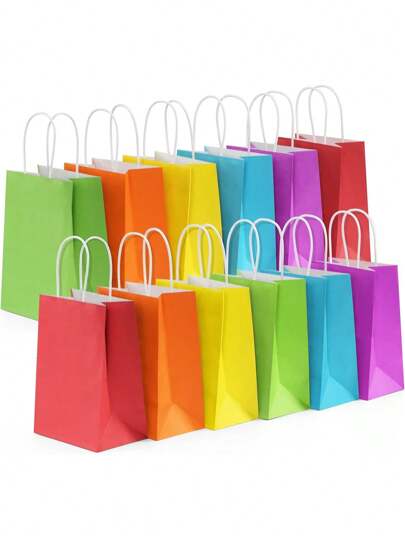 2/6/12/24pcs - Multi-Color Kraft Paper Party Gift Bags With Handles, Suitable For Birthday Gifts, Party Supplies, Weddings, Craft DIY, Birthday Decorations, Party Favors, Wedding Decorations, Halloween Treat Bags, Bachelorette Party Decor, Bachelorette Party Gifts, Bachelorette Party, Bridal Shower Favors, Wedding Guest Favors, Christmas Gift Bags, Christmas Wrapping Paper, Christmas Bags, Party Bags, Bachelorette Party Bags