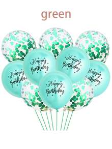 10入組 12英寸印刷Happy Birthday氣球，多彩氣球套裝適用於婚禮裝飾、生日派對裝飾、週年慶祝和聖誕裝飾(顏色：金色、銀色、玫瑰金色、藍色、綠色、紫色、粉紅色)；包括隨機顏色的絲帶 - 彩色 - 查看 12