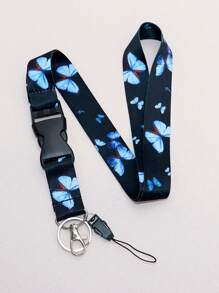 1 قطعة سلسلة رقبة قابلة للانفصال لمفتاح، سلسلة مفاتيح، بنمط فراشة ملك أزرق للنساء والرجال، سلسلة هاتف مع إبزيم سريع الإطلاق لبطاقة الهوية، محفظة. إكسسوارات سيارة عادية، تميمة حقيبة، حقيبة ظهر للمدرسة، إكسسوارات حقيبة جوثيك Y2K، سلاسل مع حامل بطاقة هدية عيد الميلاد