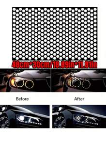 1入黑色汽車尾燈蜂窩貼紙，黑色碳纖維風格貼花，汽車尾燈通用
