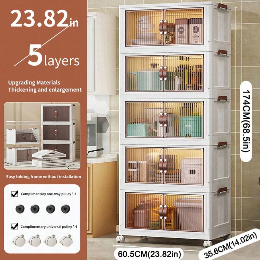 Foldable Storage Cabinet Can Be Used Without Installation. Extra Large Storage Box For Home Wardrobe. Home Storage Cabinet. - trắng - Xem 1