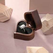 Customized Wedding Ring Box, Heart-Shaped Personalized Ring Box, Wooden Ring Box, Engagement Ring Box, Anniversary Gift, Back To School Gift, Exquisite And Romantic - Brown-black Card Slot - View 3