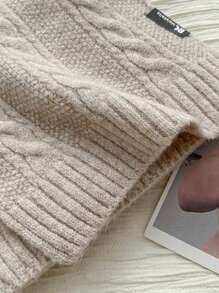 1pc Unisex Couple Style Solid Color Cable Knit Wool Blend Warm Scarf, Classic College Style Casual Outdoor Accessory, Autumn/Winter - Multicolor - View 8