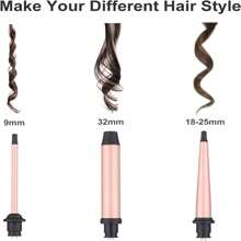 3-In-1 Curling Iron Set, Includes 0.75-1 Inch Tapered Curling Iron, 1.25 Inch Large Curling Iron, And 0.35 Inch Small Curling Iron, Interchangeable Ceramic Barrels, Suitable For Short And Long Hair - View 6