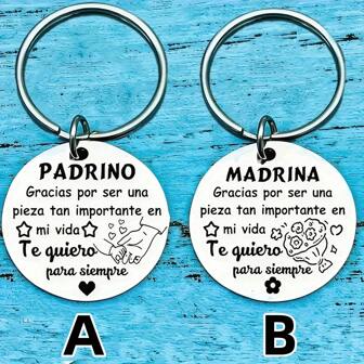 Porte-clés en acier inoxydable, anneau porte-clés pour la marraine et le parrain, porte-clés drôle et créatif, avec boucle porte-clés, cadeau