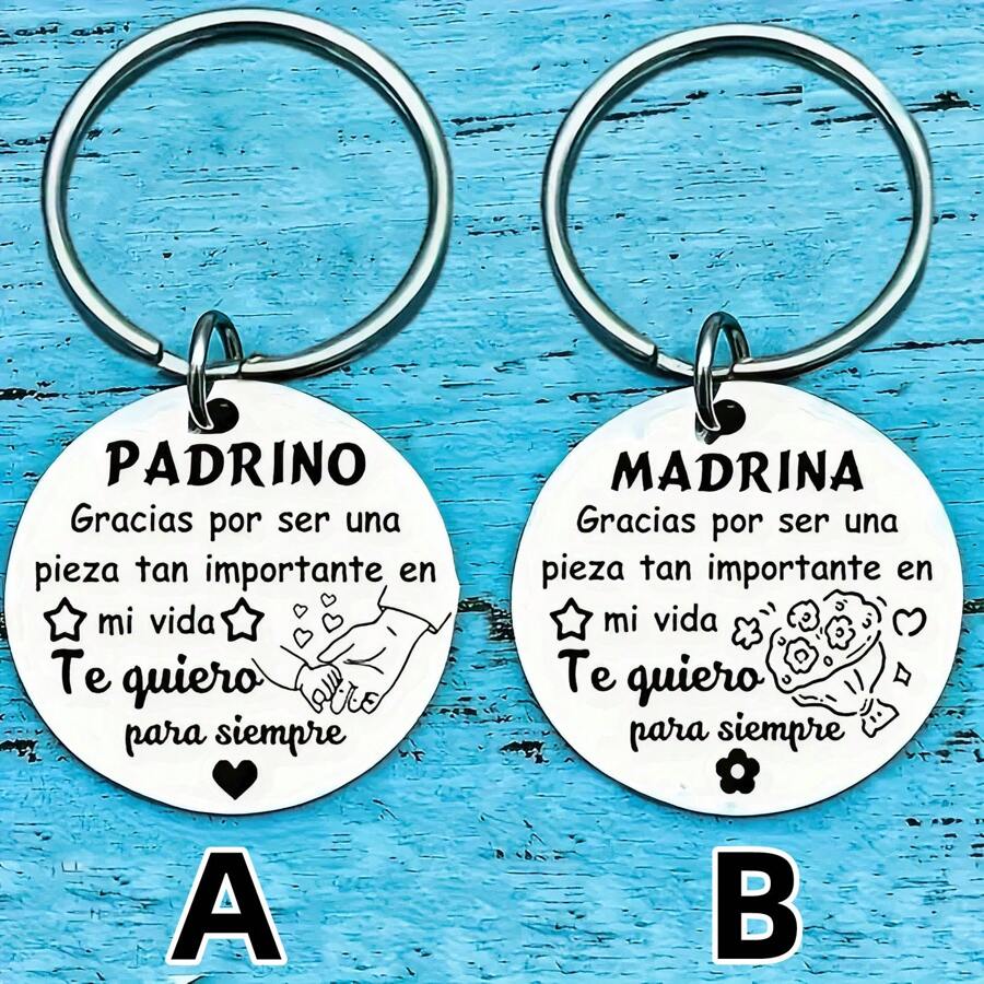 Llavero de metal, regalo de llavero para madrina y padrino, llavero de madrina y padrino, llavero divertido y creativo, regalo de Navidad - Multicolor - Ver 1