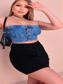 Women Denim Skirts - màu đen - Xem 2