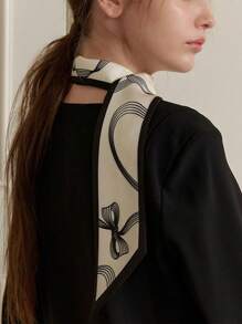 Bufanda larga de gasa de estilo coreano para mujeres, diadema con estampado de moño, lazo para el cabello de primavera y verano, nuevo diseño 2025