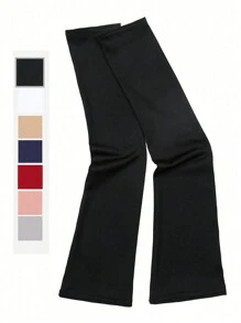 1 Pair Milk Silk Knitted Elasticated Arm Sleeves, Solid Color, Thin UV Protection Arm Covers White Gloves Arm Warmers Autumn Outfits Halloween Costumes Black Arm Sleeve Gifts For Men - Multicolor - View 1