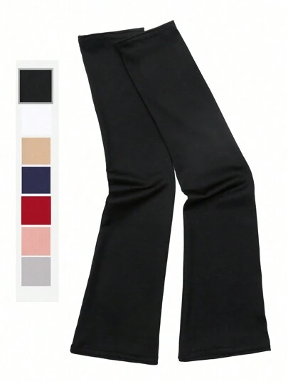 1 par stickade ärmar i mjölksiden, enfärgade, tunna UV-skyddande armskydd, vita handskar, armvärmare, höstkläder, halloweenkostymer, svarta ärmar, presenter till män