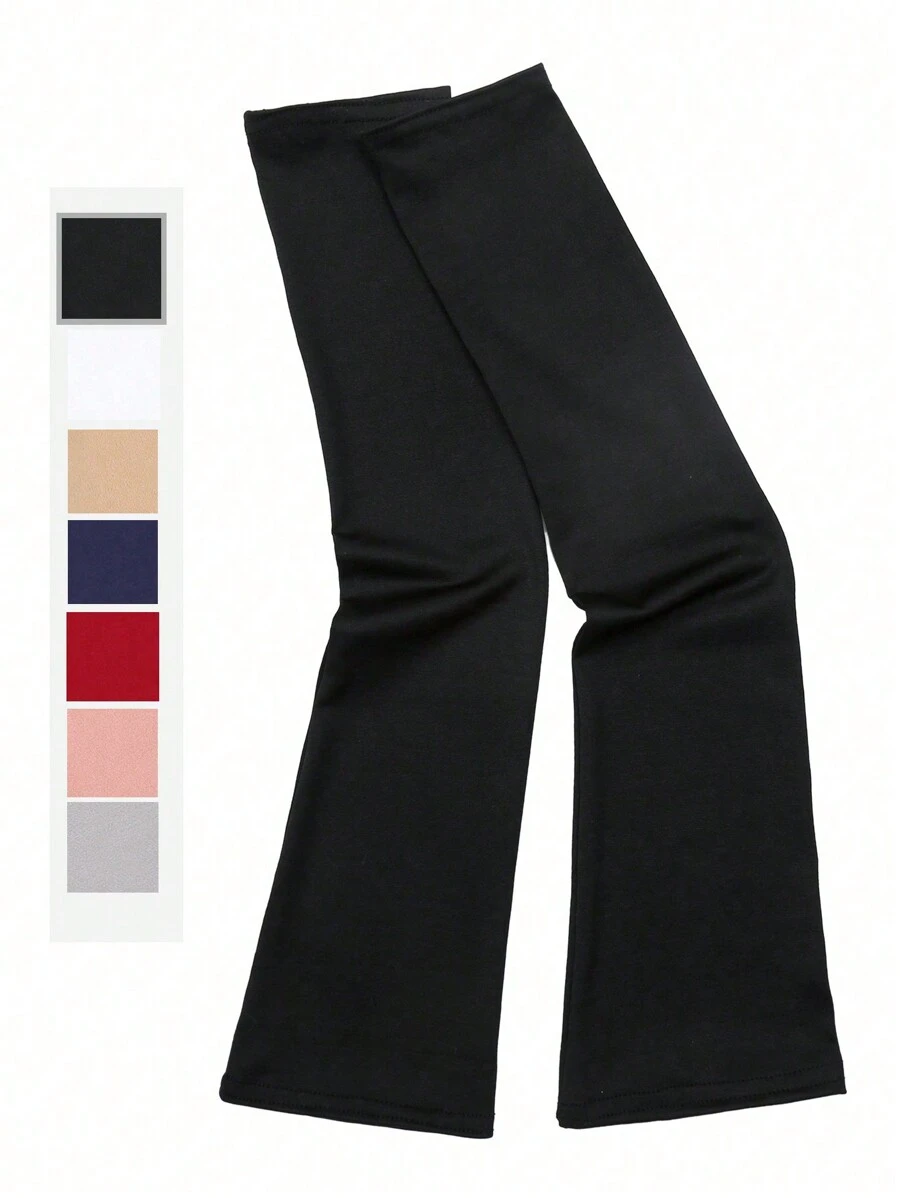 1 Pair Milk Silk Knitted Elasticated Arm Sleeves, Solid Color, Thin UV Protection Arm Covers White Gloves Arm Warmers Autumn Outfits Halloween Costumes Black Arm Sleeve Gifts For Men - Multicolor - View 1