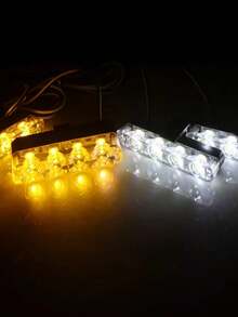 4 In 1 Red Blue Emergency Strobe Lights Police Lights 12V With Wireless Remote Control Flash Grille Light For Cars Truck Van SUV - White and Yellow - View 14