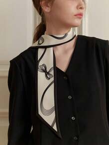 Bufanda larga de gasa de estilo coreano para mujeres, diadema con estampado de moño, lazo para el cabello de primavera y verano, nuevo diseño 2025