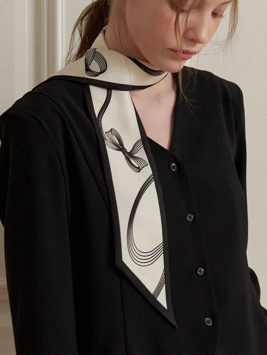 Bufanda larga de gasa de estilo coreano para mujeres, diadema con estampado de moño, lazo para el cabello de primavera y verano, nuevo diseño 2025