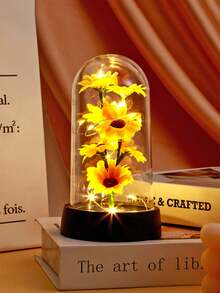 1 đèn ngủ trang trí hoa hướng dương bằng vải mô phỏng, phòng khách trong nhà, phòng ngủ, đầu giường, đèn trang trí bàn hình hoa hồng, thích hợp làm quà tặng ngày lễ tình nhân, ngày của mẹ, quà tặng sinh nhật cho bạn bè, gia đình - hoa hướng dương - Xem 3