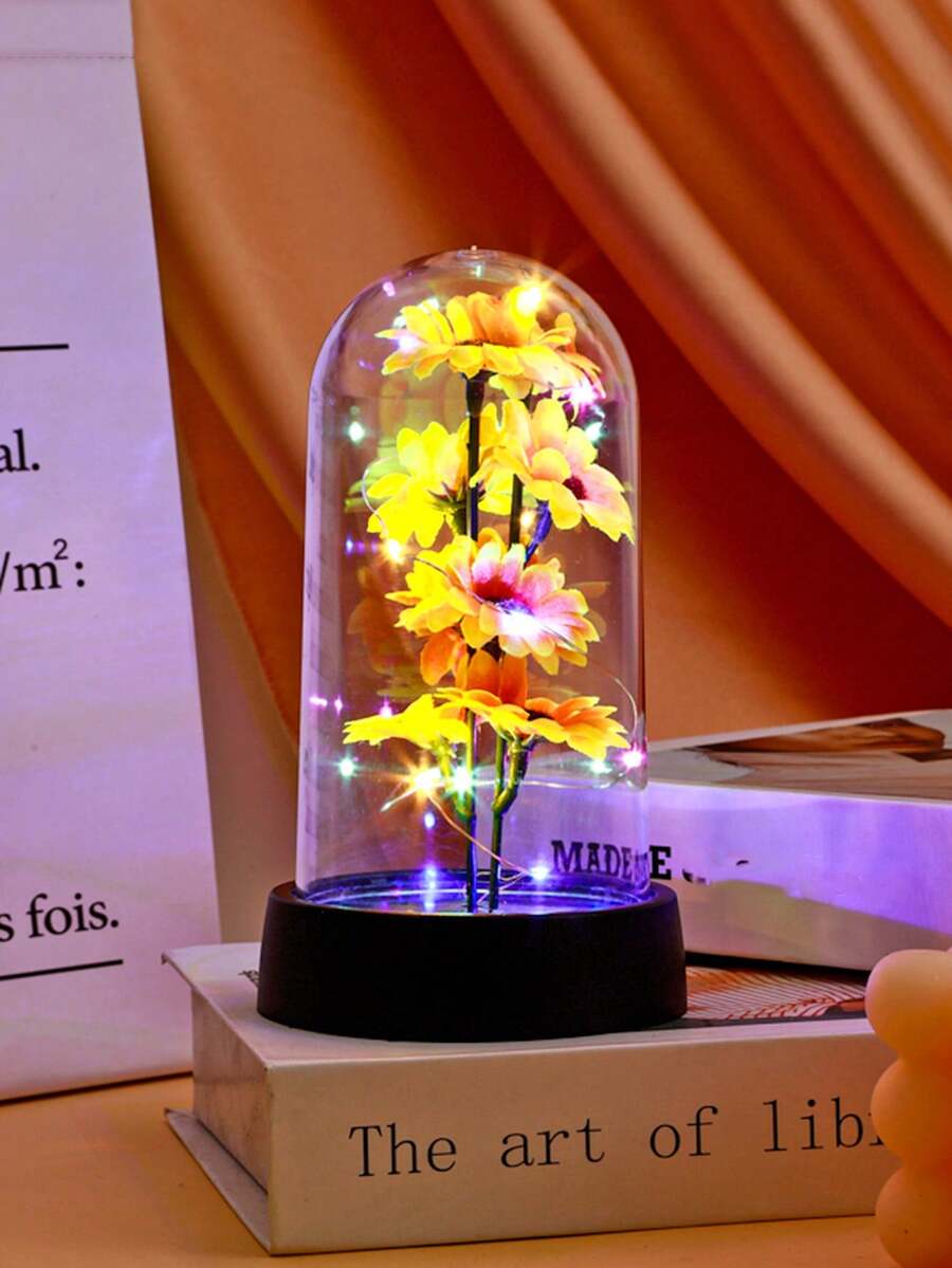 1 đèn ngủ trang trí hoa hướng dương bằng vải mô phỏng, phòng khách trong nhà, phòng ngủ, đầu giường, đèn trang trí bàn hình hoa hồng, thích hợp làm quà tặng ngày lễ tình nhân, ngày của mẹ, quà tặng sinh nhật cho bạn bè, gia đình