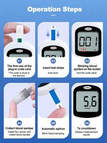Cofoe Ensemble de moniteur de glucose sanguin Cofoe avec écran LCD, conception compacte, fiable - 50 bandelettes de test et 50 lancettes incluses- glucomètre numérique avec ensemble complet portable