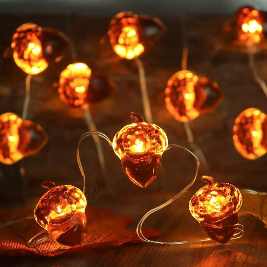 1pc Acorn String Lights, Battery Powered Fairy Lights For Home Decor, Suitable For Bedroom, Halloween, Holiday Party Halloween Decoration Room Decor Halloween Garden Decor For Gift Fairy Holiday Decor Festival Decor - Multicolor - View 1