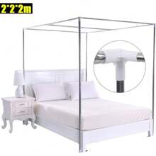 CNCEST Canopy Bed Frame Stainless Steel Bed Mosquito Netting Canopy Frame Four Corner Bed Brackets Fit For Metal Bed Wood Bed Bedroom Decor - 銀色 - 查看 4