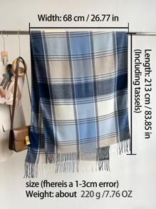 1 pieza Elegante bufanda/echarpe de mujer a cuadros multicolor con flecos de imitación de cachemira, Chal/pashmina de cachemira, Bufanda de cuello unisex estilo grueso y casual para el invierno, Chal envolvente para mujer, Suave y cómoda, Para uso diario y salidas, así como regalos navideños para miembros de la familia