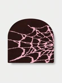 1pc Y2K Street Style Spider Web Knit Beanie Hat For Kids, Graphic Design, Suitable For Outdoor Activities In Autumn And Winter For Warmth