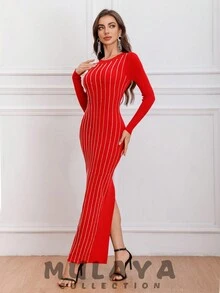 Vestido largo de punto para mujer