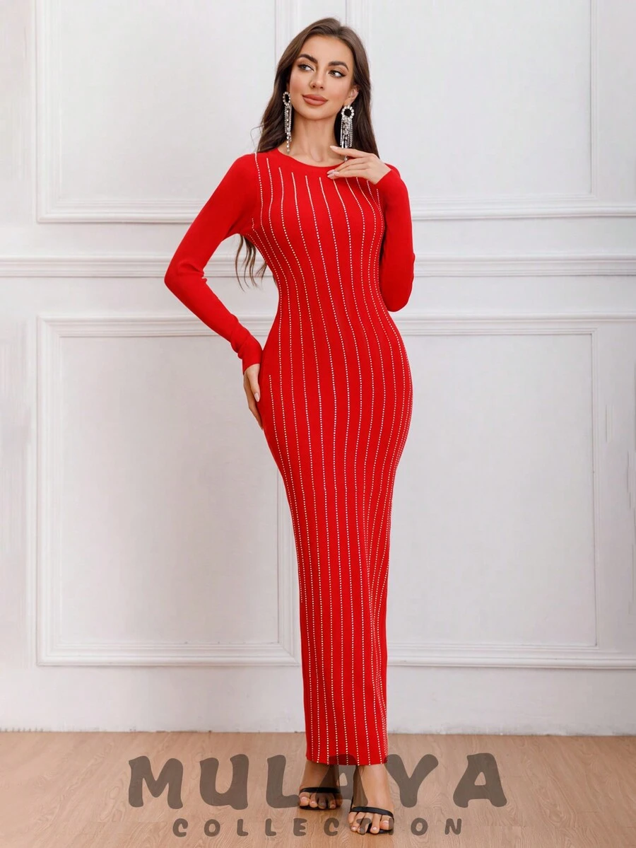 Vestido largo de punto para mujer