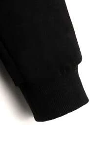 Niños Capucha con estampado de letra japonesa y figura - Negro - Ver 3