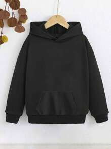 MURAMASA Niños Capucha térmica con bolsillo de canguro - Negro - Ver 1