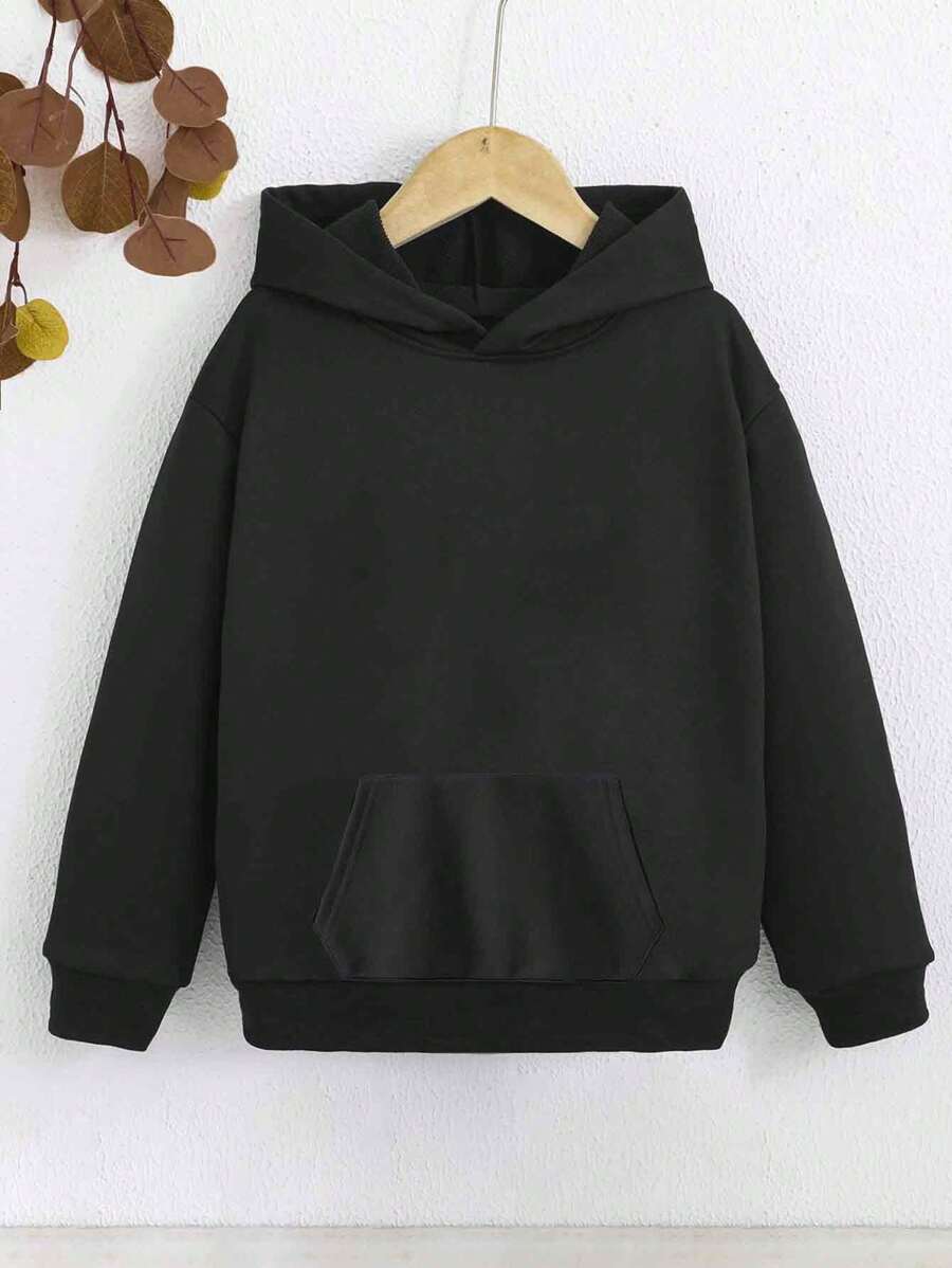 MURAMASA Niños Capucha térmica con bolsillo de canguro - Negro - Ver 1