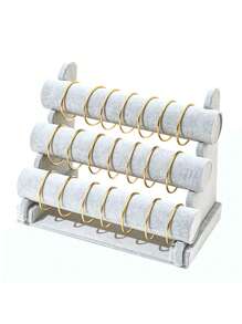 1pc天鹅绒三层手链展示架，手链手镯首饰收纳架，手表架，手链展示摊位道具情人节返校