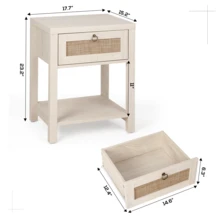 VOWNER 23.6'' Tall 1 - Drawer White Wicker Nightstands (Set Of 2) - 白色 - 查看 3