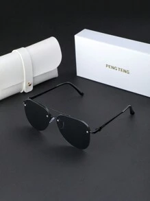 Kính thời trang nửa gọng kim loại Peng Teng mới, Unisex, hoàn hảo cho du lịch và bãi biển, thiết kế cao cấp, - phim xám khung đen - Xem 1