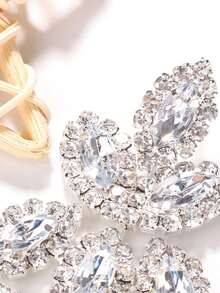 1 pieza Pendientes de cristal plateados, accesorios con diseño exagerado de hoja de cristal - Plateado - Ver 2