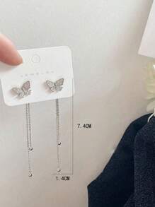 1 对蝴蝶仙子流苏耳环，适合青少年，优雅清新时尚甜美耳环 - 均碼 - 查看 8