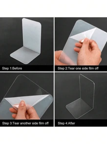 2pcs/Set Clear Acrylic Bookends,Creative Decorative Book Ends Supports For Shelves, Non-Slip Book Storage Rack Stand, Book Holder For Books, CD, Video, Book Stopper For Home, Llibrary, Office. - Clear - View 4