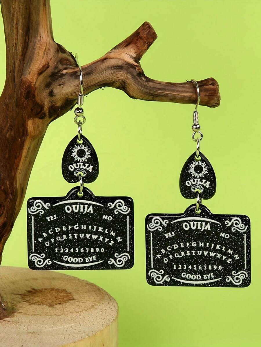 Pendientes colgantes con diseño de tarjeta de tarot creativa de Halloween, estilo gótico retro de acrílico, joyas del Festival de los Fantasmas