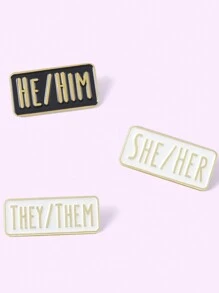 3 piezas Broche de tercera persona singular para letras simples, insignia de HE SHE THEY, adecuada para mochila y ropa, distintivo de aleación Y2K adecuado para niños - Multicolor - Ver 3