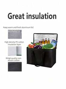 保温购物袋大容量保温袋，可重复使用的购物手提袋，柔软冷藏袋，冷热外卖或送餐袋，轻便，坚固的拉链，可折叠，直立，便携式夏季旅行假期学校用品户外露营装备露营装备午餐袋女士午餐盒袋女士