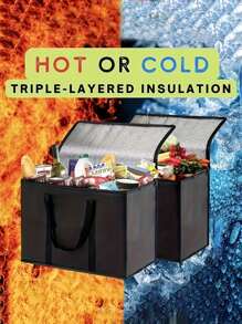 保温购物袋大容量保温袋，可重复使用的购物手提袋，柔软冷藏袋，冷热外卖或送餐袋，轻便，坚固的拉链，可折叠，直立，便携式夏季旅行假期学校用品户外露营装备露营装备午餐袋女士午餐盒袋女士